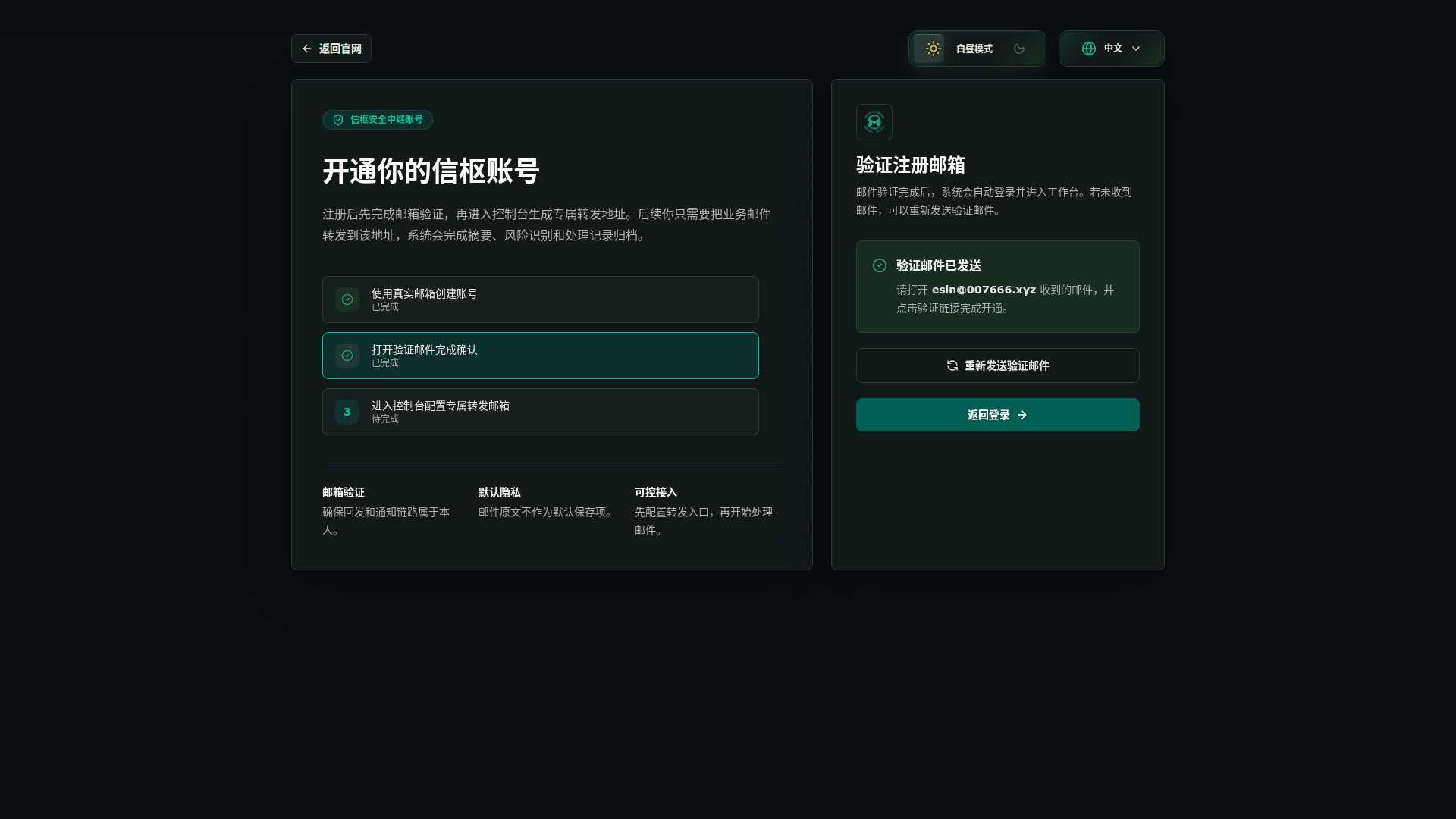 信枢验证邮件已发送截图